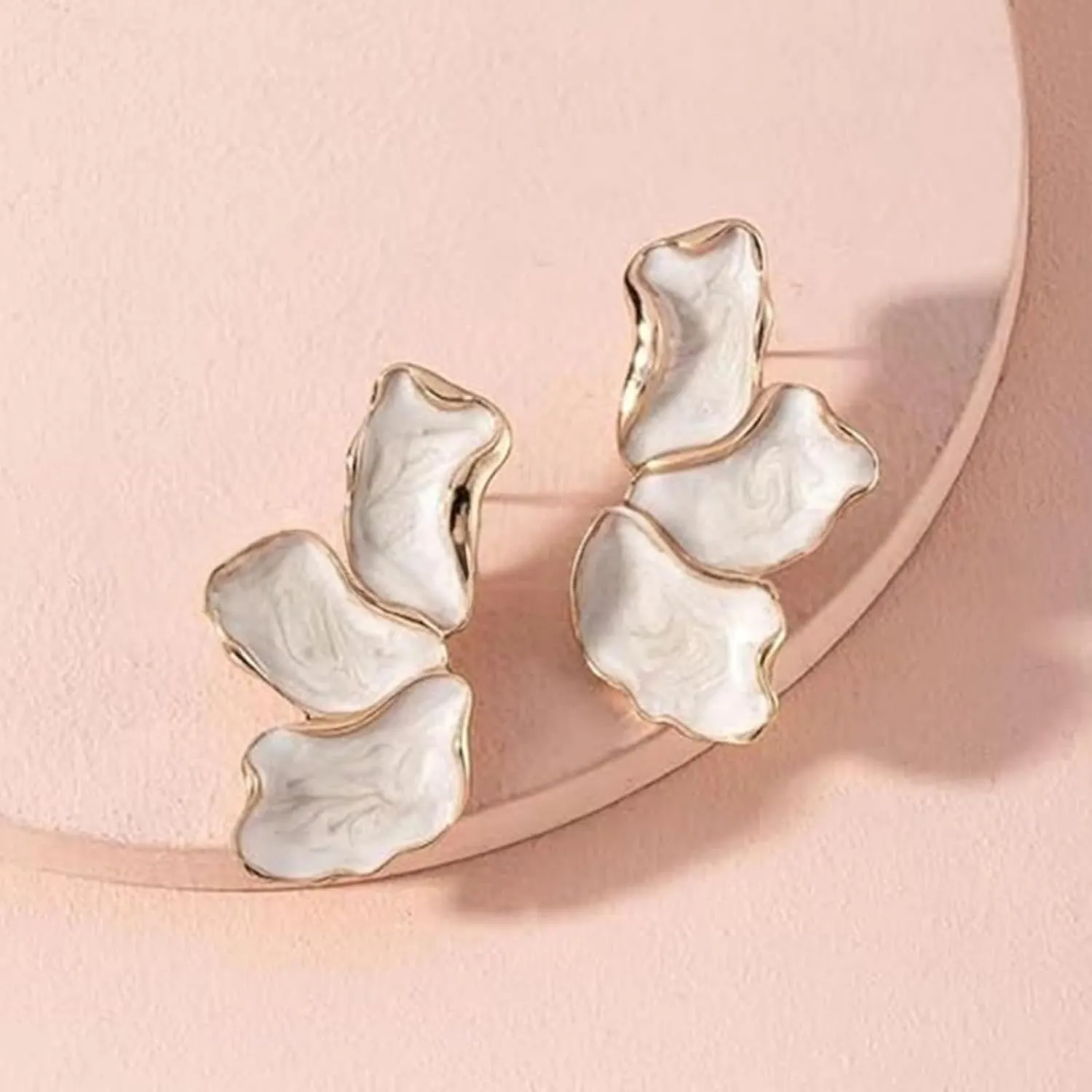 Gold Flower Earrings for Women Retro Irregular Petal Earring Colorful Statement Enamel Stud Trendy Jewelry
