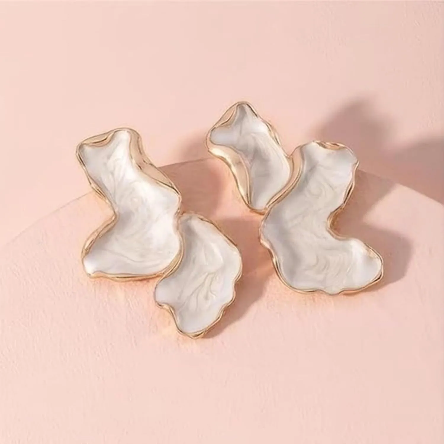 Gold Flower Earrings for Women Retro Irregular Petal Earring Colorful Statement Enamel Stud Trendy Jewelry