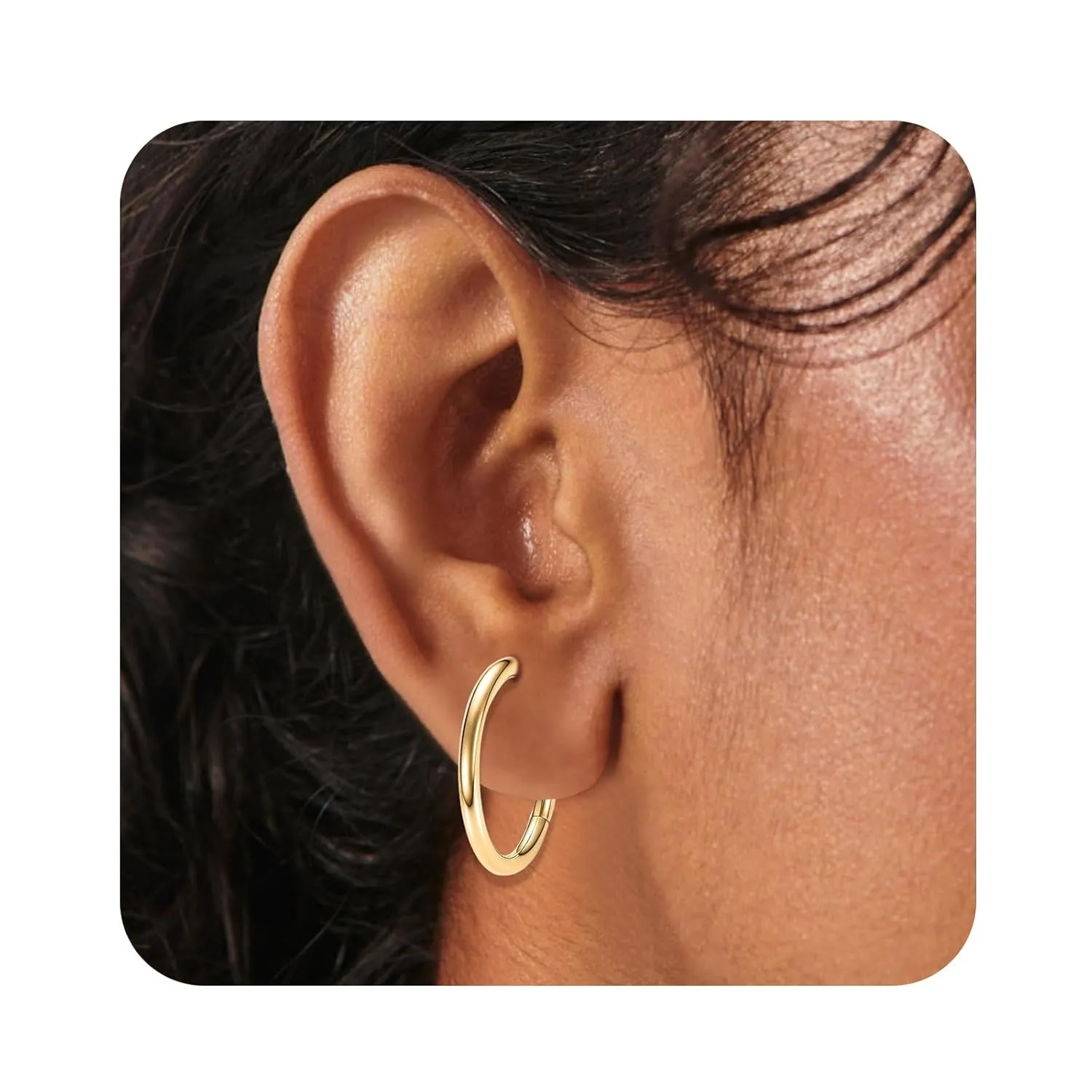 Gold Hoop Earrings for Women Sterling Silver Post,18K Real Gold Plated Handmade Earrings for Women Teen Girls Birthday Anniversary (18mm)