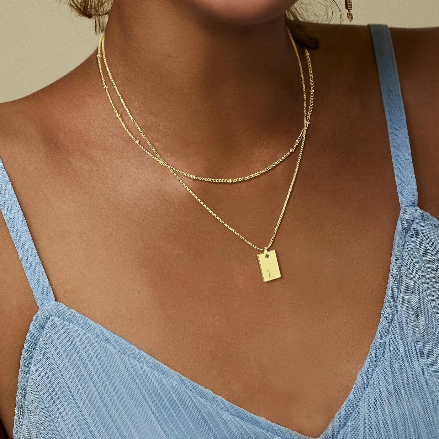 Gold Initial Necklaces for Women, 14k Gold Plated A-Z Letter Layered Pendant Necklace Dainty Layering Personalized Initial Necklace Stack Jewelry Set Necklace for Women Trendy