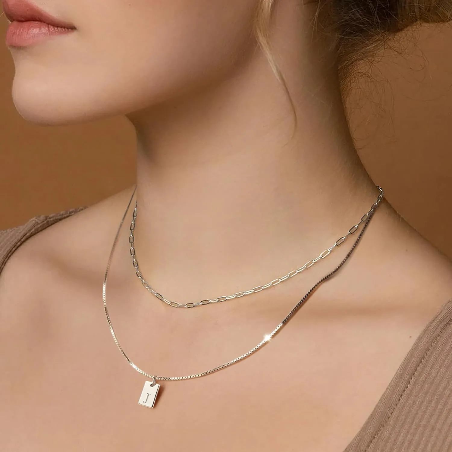 Gold Initial Necklaces for Women Non Tarnish, 14K Gold Plated Dainty Square Letter Pendant Charm Necklace Waterproof A-Z Trendy Thin Chain Name Personalized Jewelry Gifts