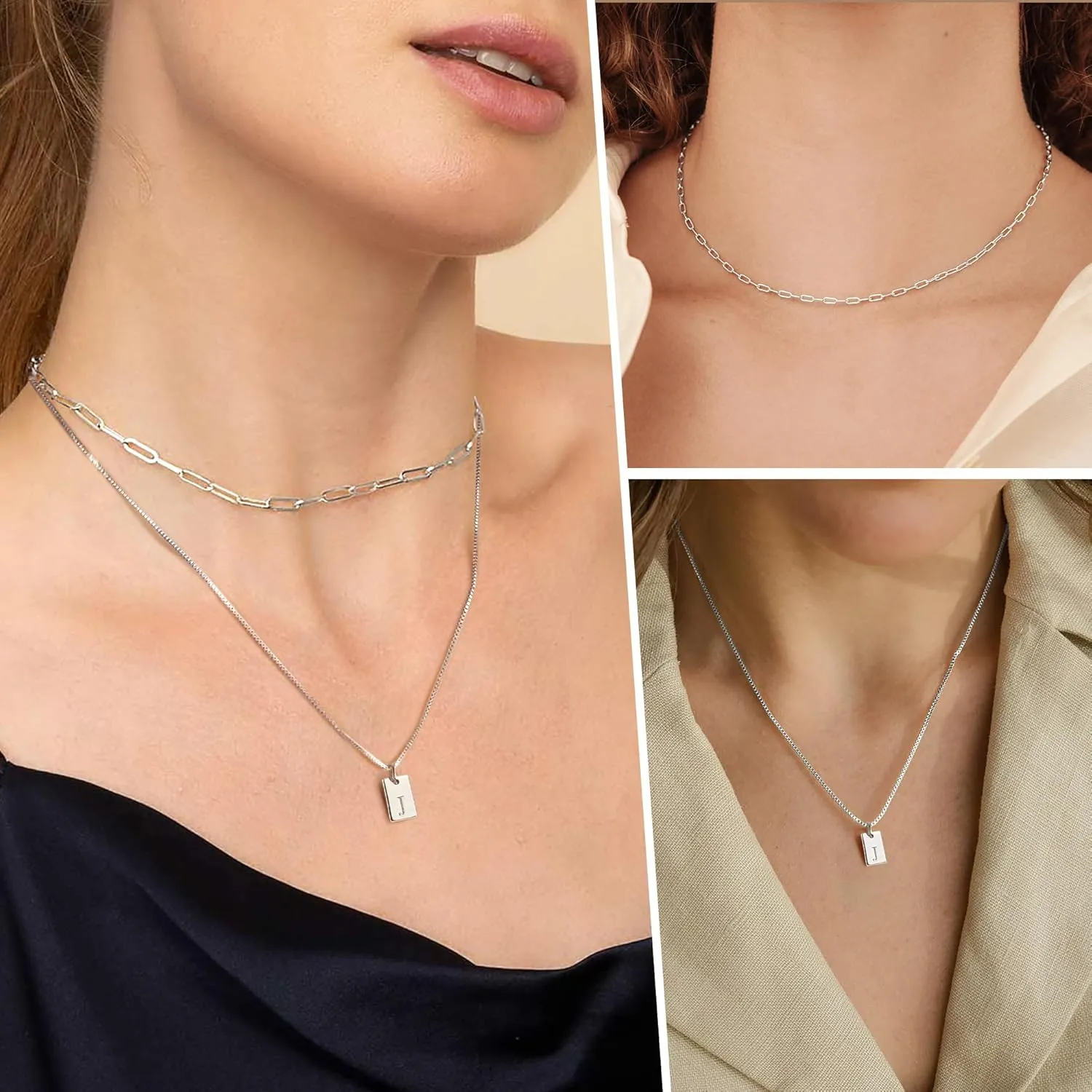 Gold Initial Necklaces for Women Non Tarnish, 14K Gold Plated Dainty Square Letter Pendant Charm Necklace Waterproof A-Z Trendy Thin Chain Name Personalized Jewelry Gifts
