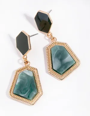 Gold Irregular Shape Enamel Drop Earrings