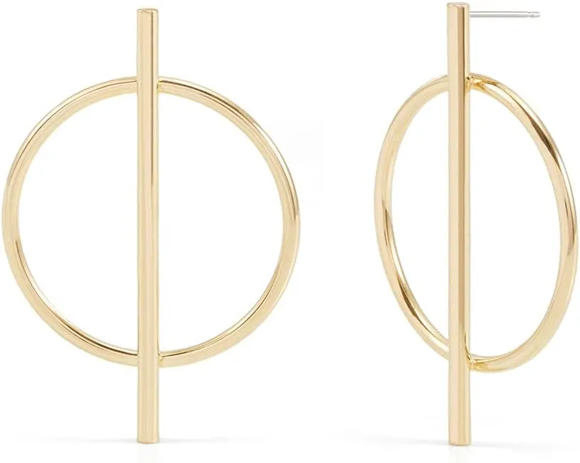 Gold Long Bar Hoop Earrings - Earrings for Her - Bridesmaid Gift - Birthday Gift for Her - Gifts for Mom