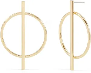 Gold Long Bar Hoop Earrings - Earrings for Her - Bridesmaid Gift - Birthday Gift for Her - Gifts for Mom