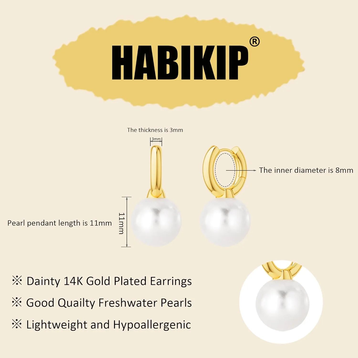 Gold Pearl Dangle Earrings for Women, Trendy 14K Gold Plated Hoop Earrings Dainty Pearl Drop Tiny Hoop Stud Earrings Cute Simple Gold Hypoallergenic Lightweight Jewelry Gifts for Women