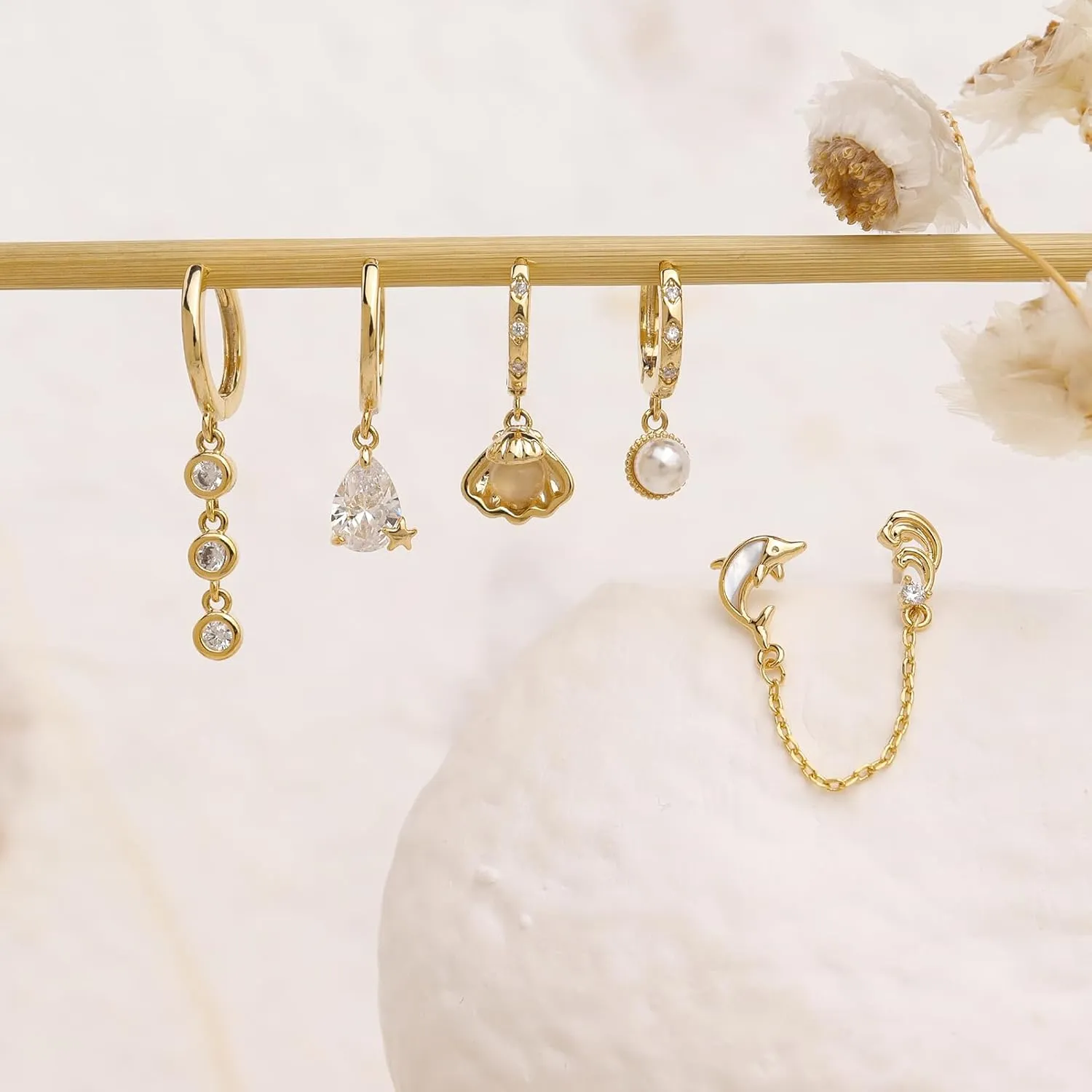 Gold Silver Small Hoop Stud Earrings Stack Set for Women, Dainty Rhinestone Drop Multiple Piercing Cartilage Huggie Earing Holiday Prom Fashion Jewelry Gift