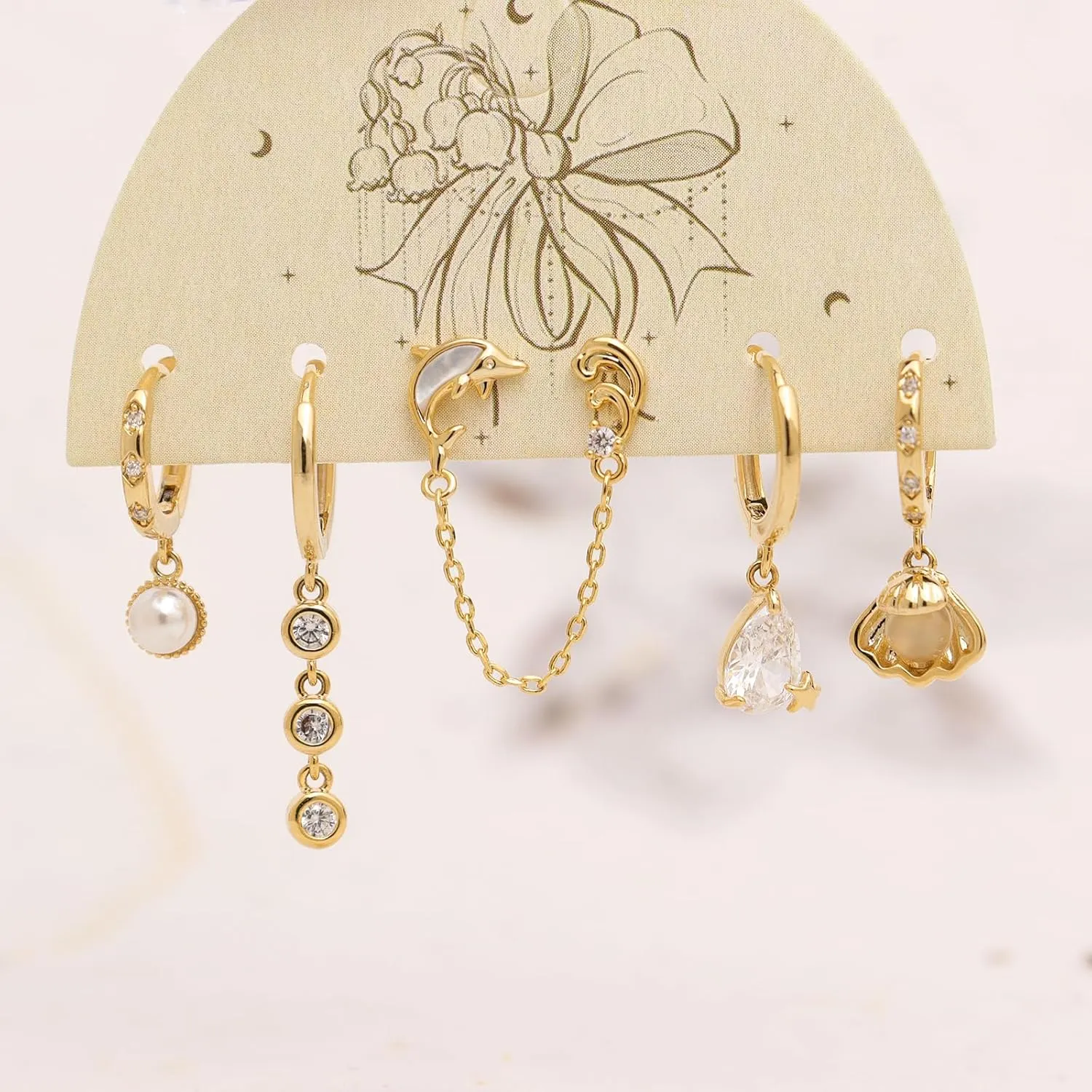 Gold Silver Small Hoop Stud Earrings Stack Set for Women, Dainty Rhinestone Drop Multiple Piercing Cartilage Huggie Earing Holiday Prom Fashion Jewelry Gift