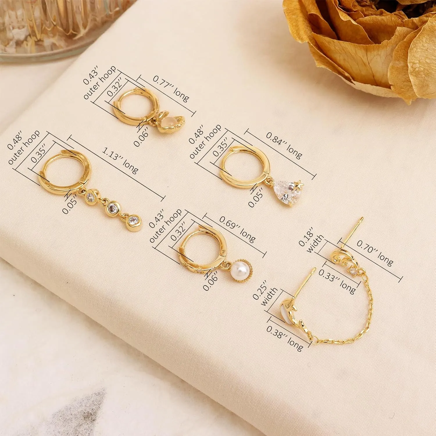Gold Silver Small Hoop Stud Earrings Stack Set for Women, Dainty Rhinestone Drop Multiple Piercing Cartilage Huggie Earing Holiday Prom Fashion Jewelry Gift