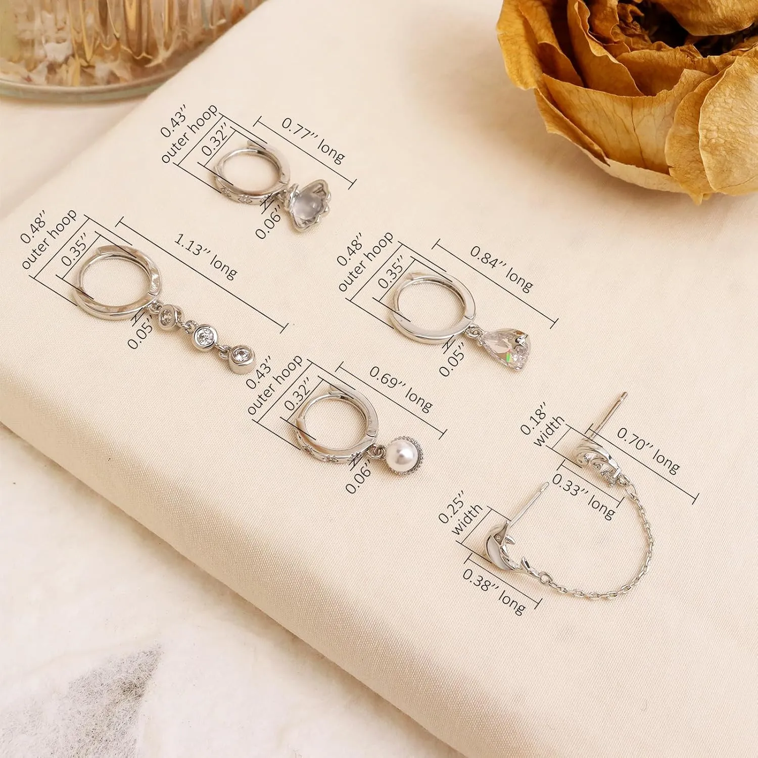 Gold Silver Small Hoop Stud Earrings Stack Set for Women, Dainty Rhinestone Drop Multiple Piercing Cartilage Huggie Earing Holiday Prom Fashion Jewelry Gift