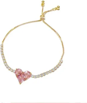 Gold Tennis Bracelets for Women - Non Tarnish Cubic Zirconia Bracelet Link with Adjustable Slider for Girls Ladies Jewelry Gifts