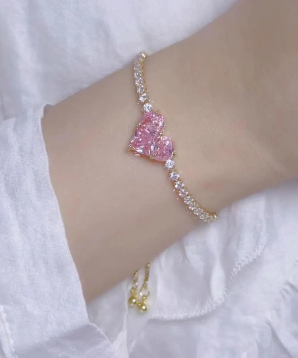 Gold Tennis Bracelets for Women - Non Tarnish Cubic Zirconia Bracelet Link with Adjustable Slider for Girls Ladies Jewelry Gifts