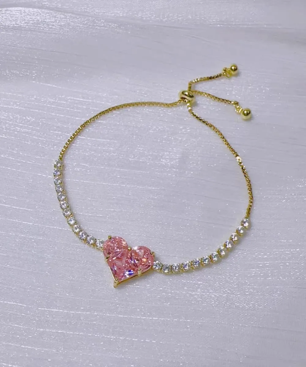 Gold Tennis Bracelets for Women - Non Tarnish Cubic Zirconia Bracelet Link with Adjustable Slider for Girls Ladies Jewelry Gifts