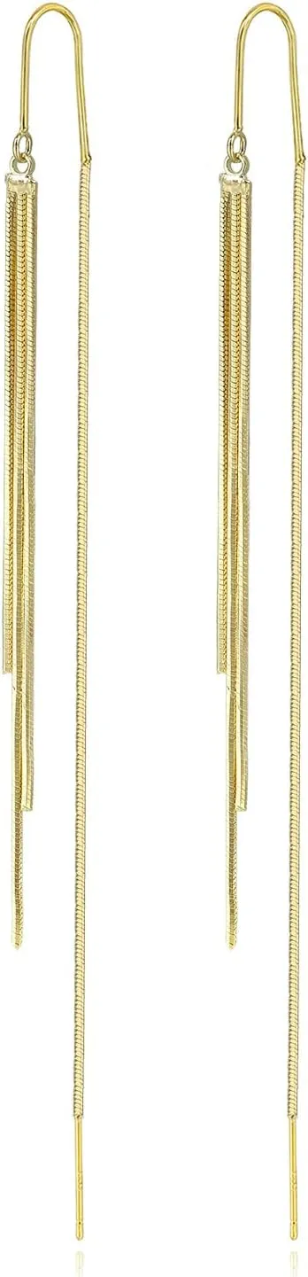 Gold Threader Dangle Earrings Long Tassel Earrings Wedding Prom Earrings for Women Bridal