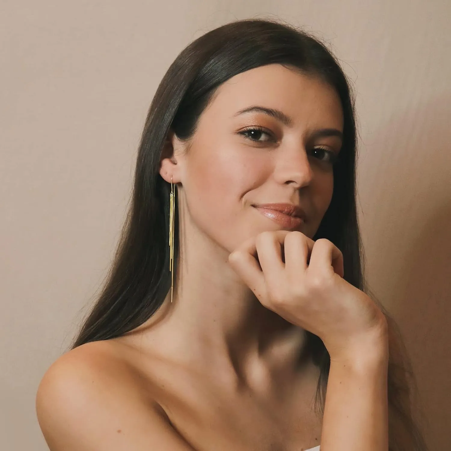 Gold Threader Dangle Earrings Long Tassel Earrings Wedding Prom Earrings for Women Bridal