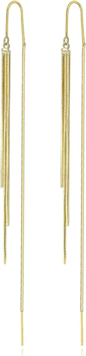Gold Threader Dangle Earrings Long Tassel Earrings Wedding Prom Earrings for Women Bridal