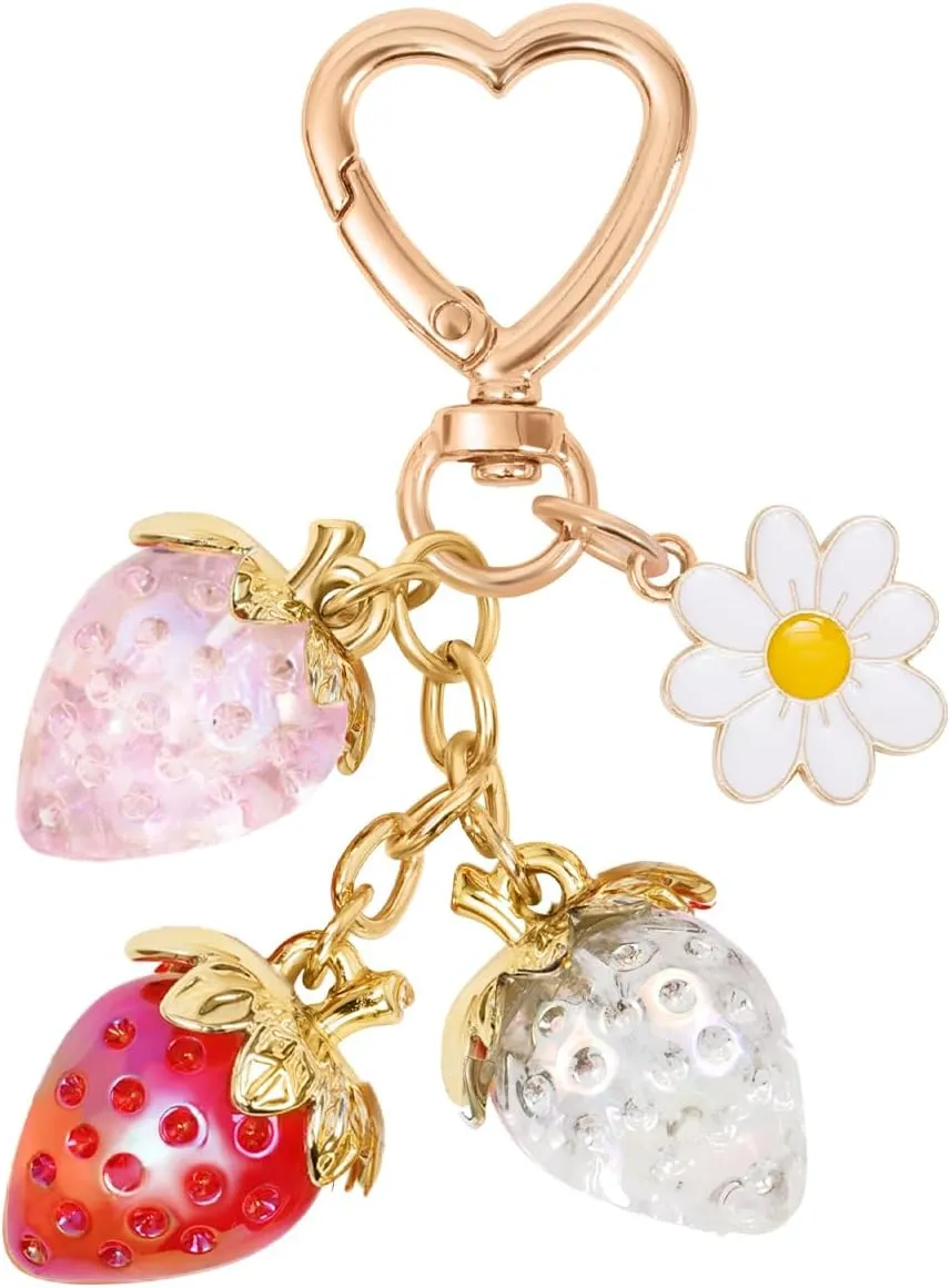 Graduation Gifts Cute Strawberry Keychain Bag Charm for Women Her Friends