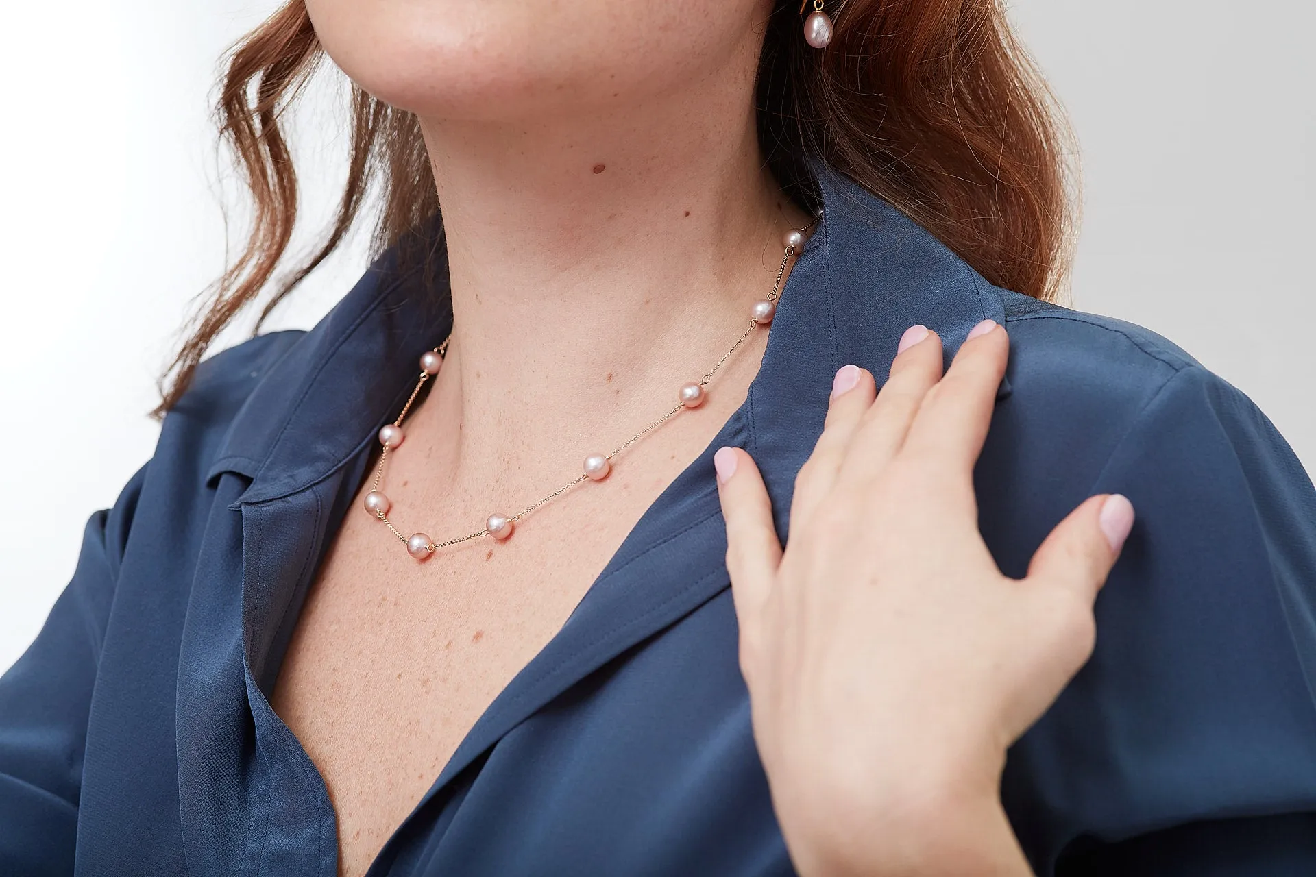 Gratia gold plated sterling silver chain necklace with pink cultured freshwater pearls