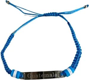 Guatemala Pride Adjustable Friendship Bracelet, Assorted Colors of Blue or White, Beaded String Design