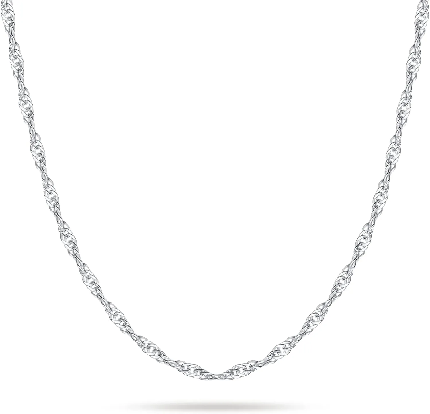 Hadoken 925 Sterling Silver Clasp 2/2.5mm Singapore Chain for Women Girls Water Wave Chain Silver Necklace 16/18/20/22/24/26/28/30 Inch