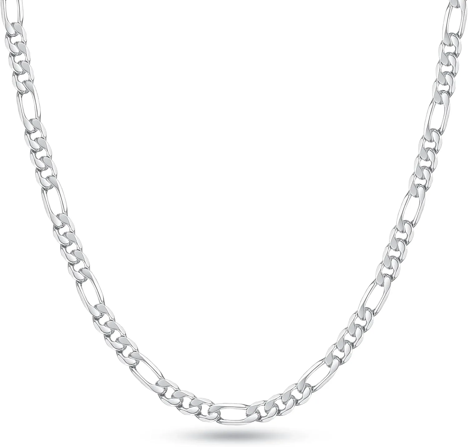 Hadoken 925 Sterling Silver Clasp 3/4/5mm Diamond Cut Figaro Link Chain Necklace for Men Women 16/18/20/22/24/26/28/30 Inch