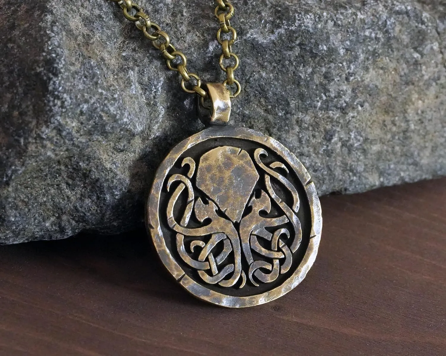 Handcrafted H.P. Lovecraft Cthulhu Octopus Necklace Pendant Jewelry Amulet Made Solid Brass Casting - Necklace for Men and Women