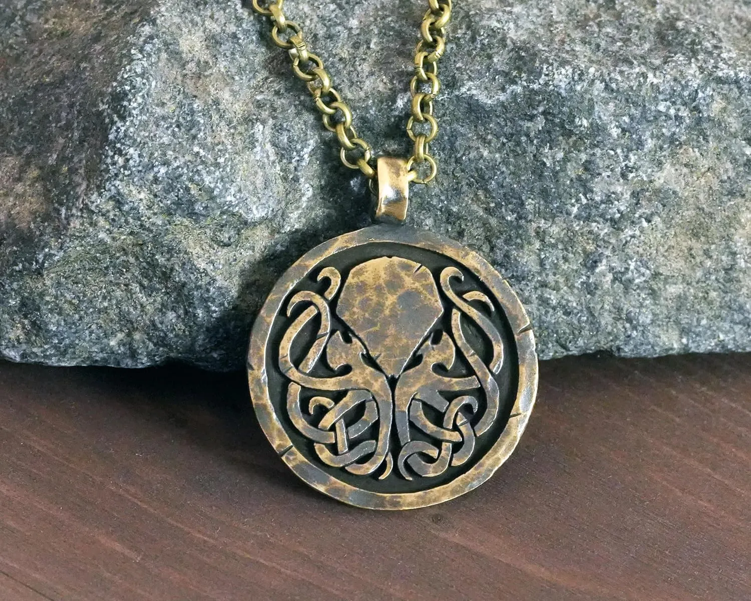 Handcrafted H.P. Lovecraft Cthulhu Octopus Necklace Pendant Jewelry Amulet Made Solid Brass Casting - Necklace for Men and Women