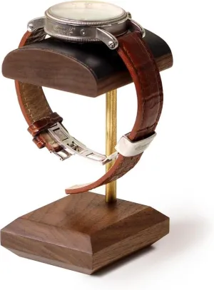 Handcrafted Leather calfskin and solid wood Watch Display Stand for both Men's and Women's Wrist Watch (MODEL-02)