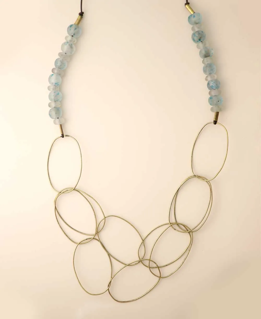 Handcrafted Recycled Glass and Brass Necklace