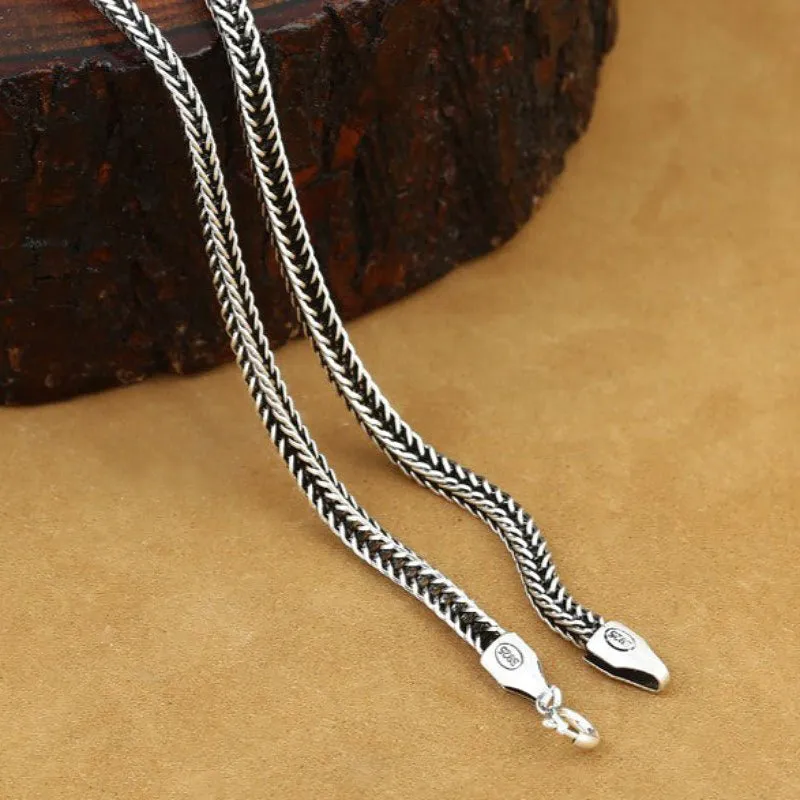 Handcrafted S925 Silver Snake Chain Necklace