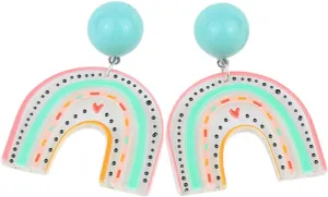 Handmade Bohemian Rainbow Clay Dangle Earrings Colorful Ceramic Clay U Shape Earrings for Women Girls Jewelry