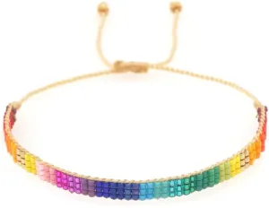 Handmade Boho Seed Bead Friendship Strand Bracelets for Women Charm Adjustable Couples String Rope Braided Bohemia Multicolor Beaded Bracelet Fashion Jewelry Gift