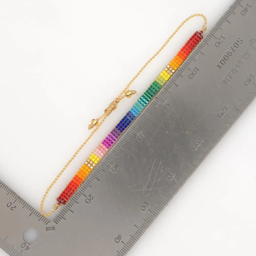 Handmade Boho Seed Bead Friendship Strand Bracelets for Women Charm Adjustable Couples String Rope Braided Bohemia Multicolor Beaded Bracelet Fashion Jewelry Gift
