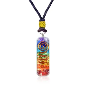 Handmade Orgonite Crystal Seven Chakra Pendant with Adjustable Cord - Orgone Healing Stone Necklace for Spiritual Balance, Meditation, Yoga, Reiki, Gift for Men and Women