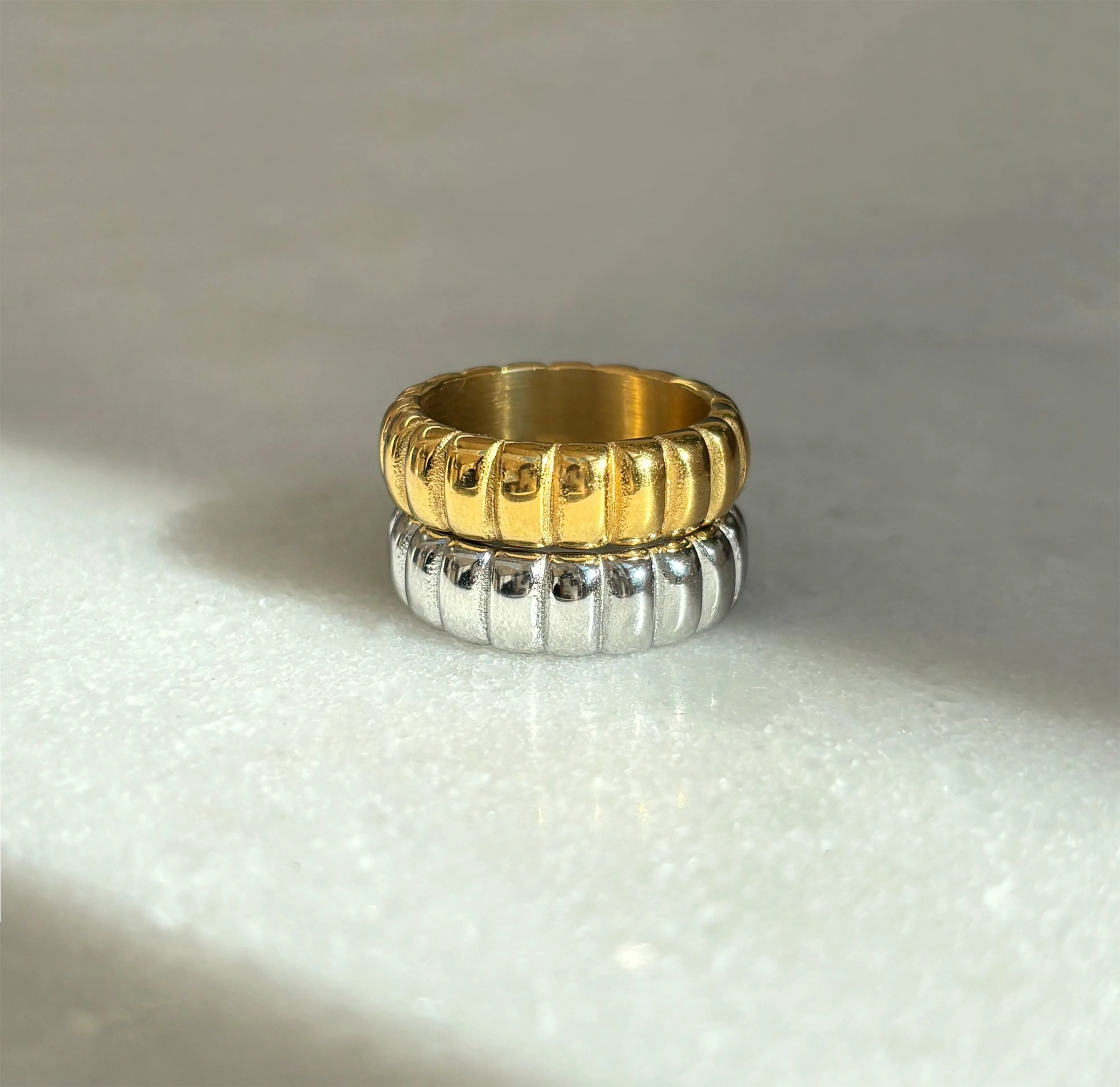 Harriet Silver Ribbed Band - Sample