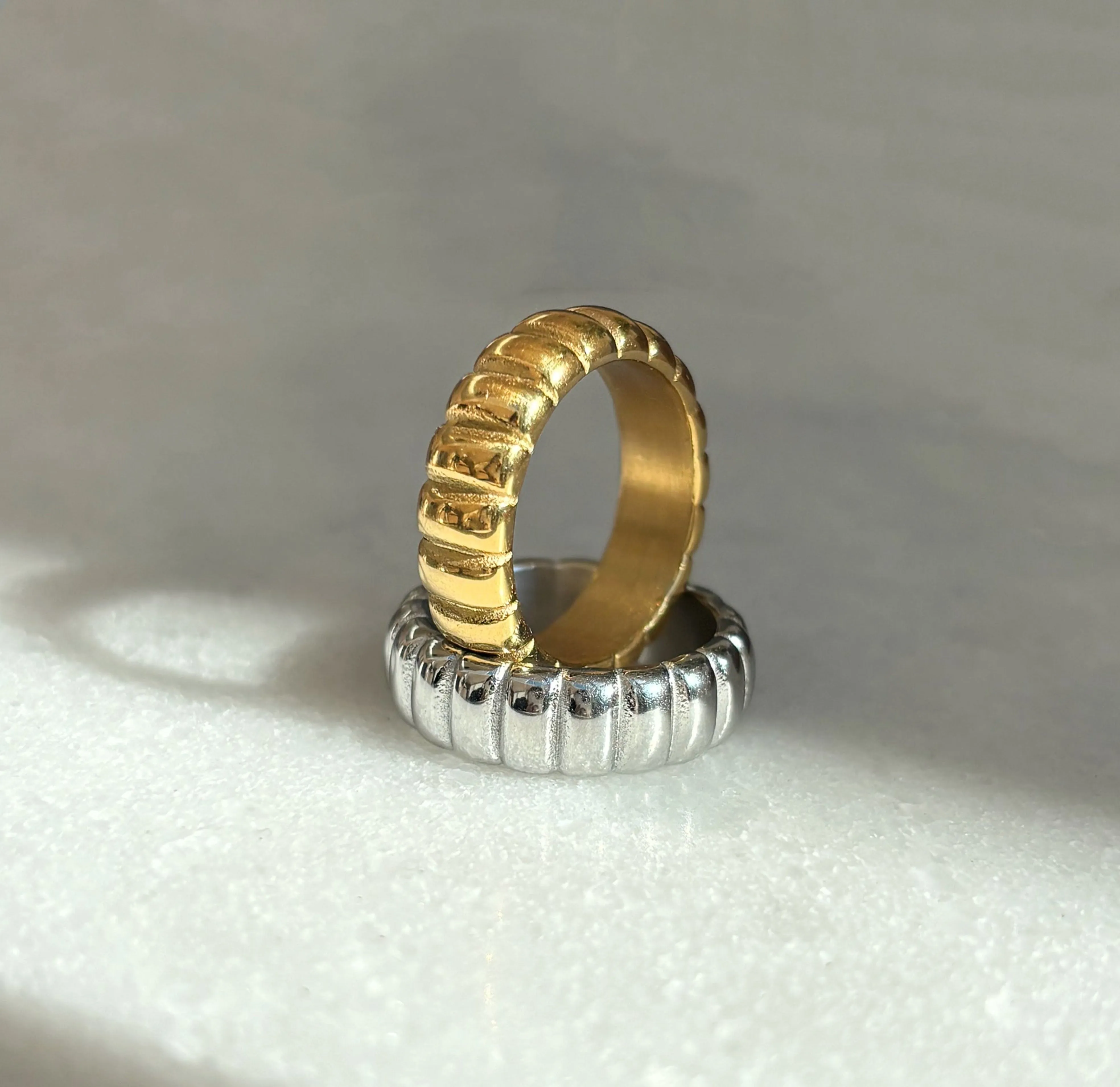 Harriet Silver Ribbed Band - Sample