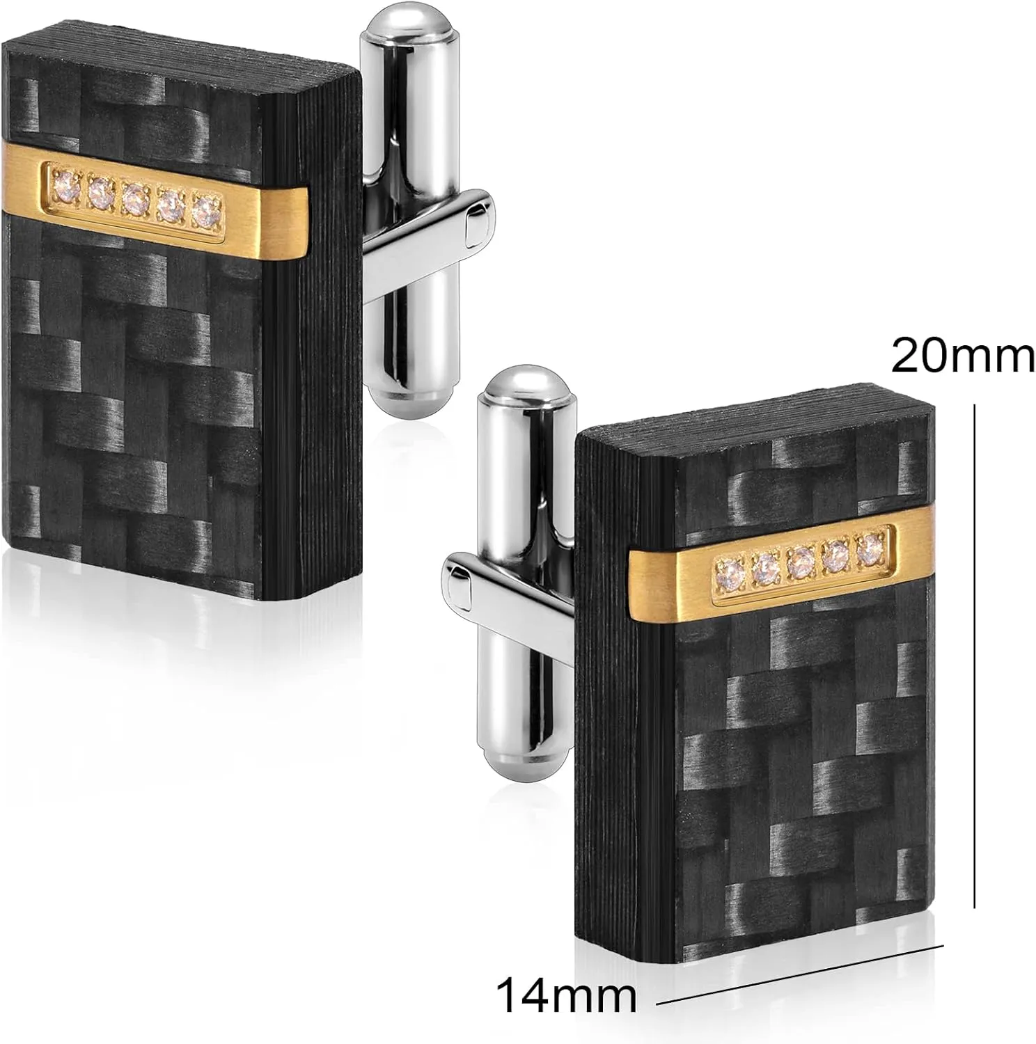 HAWSON Cufflinks for Men, Handcrafted Carbon Fiber Cuff Links for Wedding Business and Daily Wear