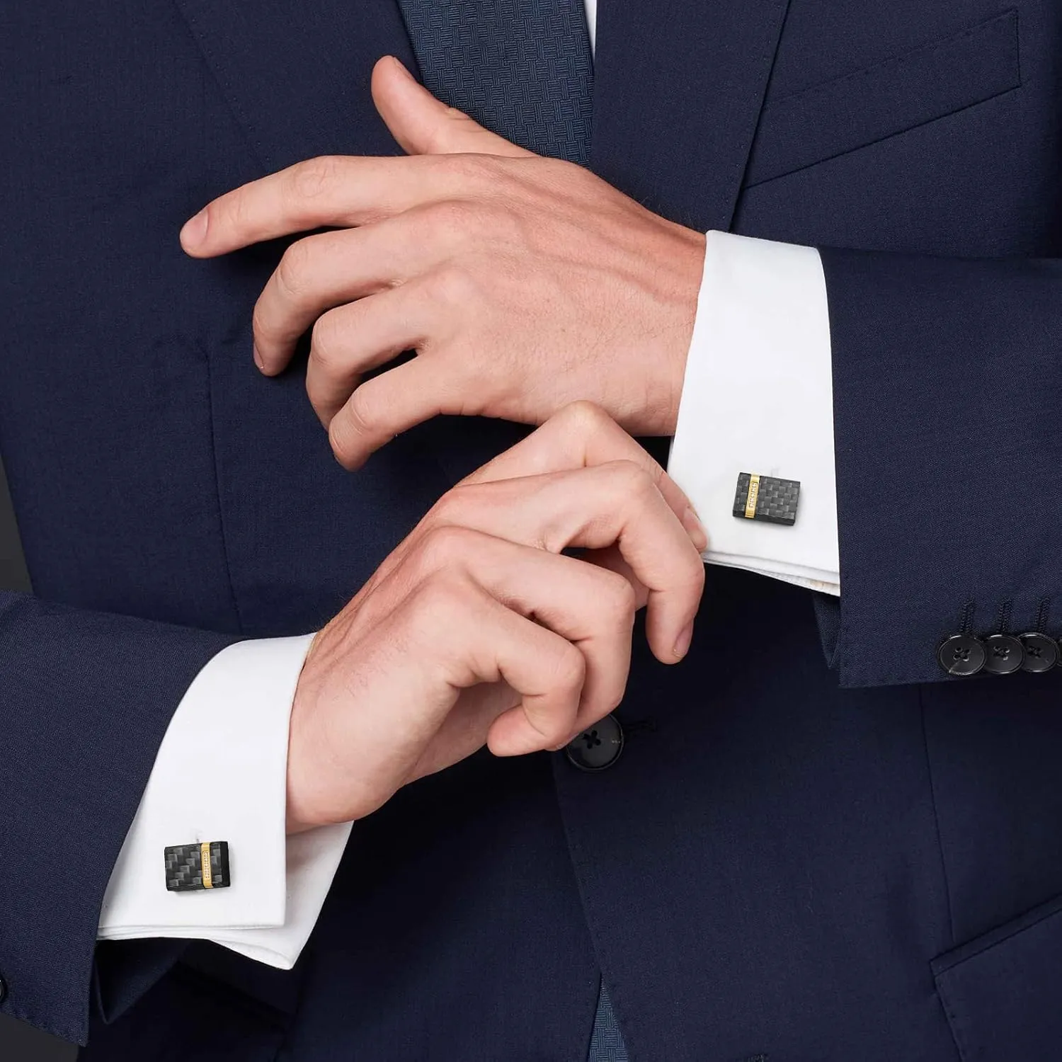 HAWSON Cufflinks for Men, Handcrafted Carbon Fiber Cuff Links for Wedding Business and Daily Wear