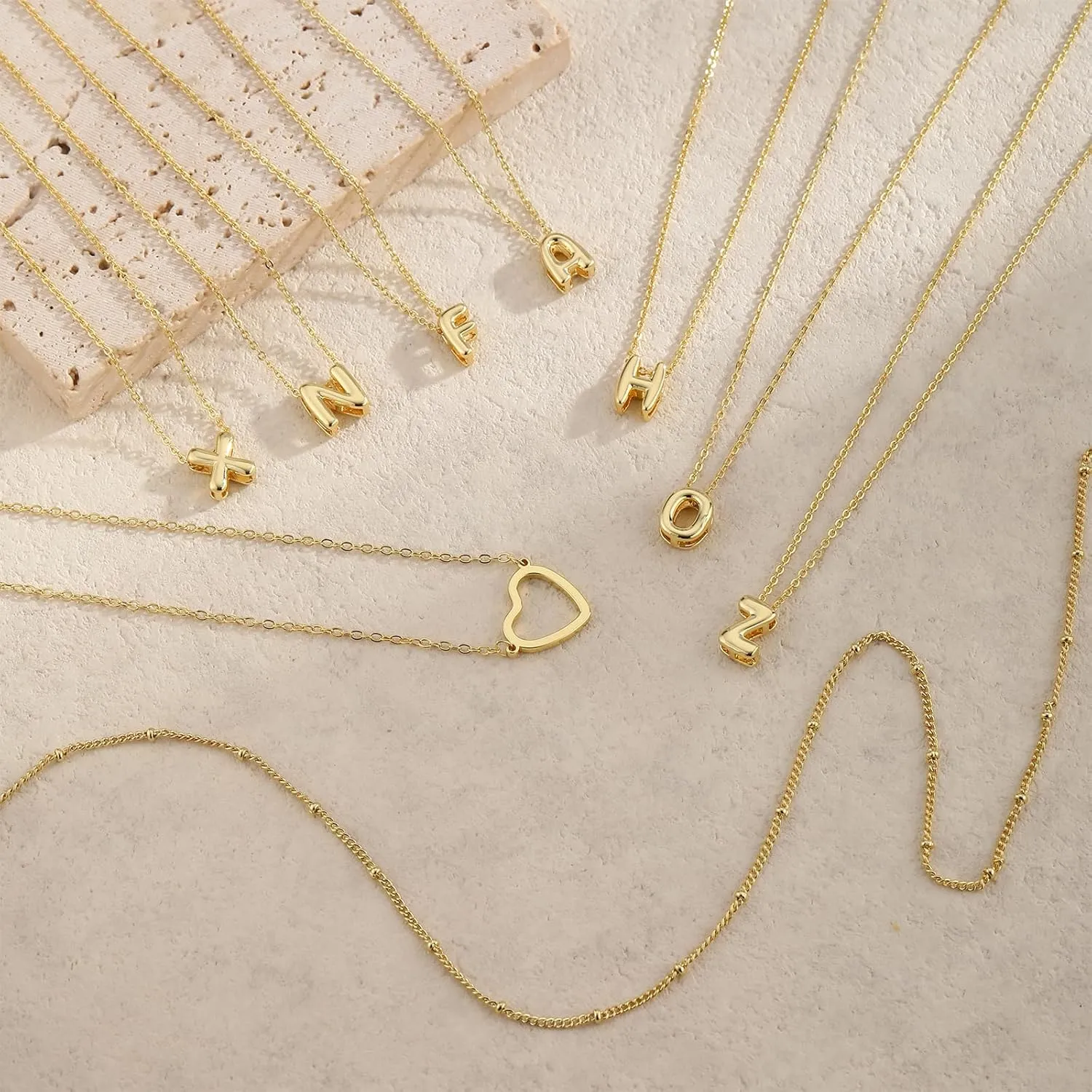Heart Initial Necklaces for Women Trendy, 14K Gold Plated Letter A-Z Necklace Cute Layered Necklace Gold Initial Necklace Stack Choker Necklace Birthday Gifts for Women Jewelry