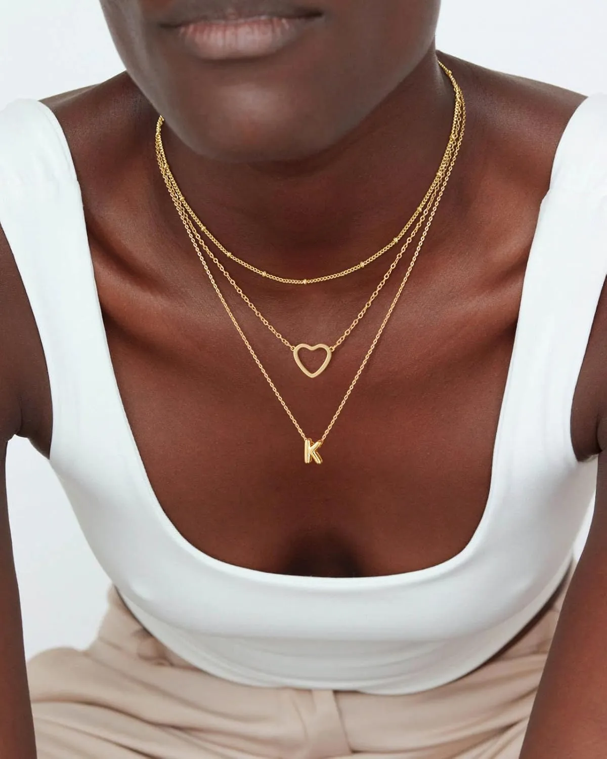 Heart Initial Necklaces for Women Trendy, 14K Gold Plated Letter A-Z Necklace Cute Layered Necklace Gold Initial Necklace Stack Choker Necklace Birthday Gifts for Women Jewelry