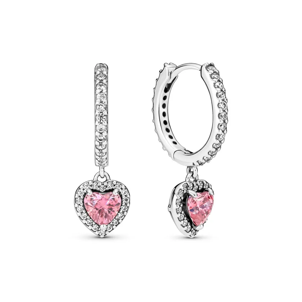 Heart sterling silver hoop earrings with
