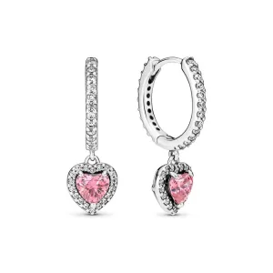 Heart sterling silver hoop earrings with