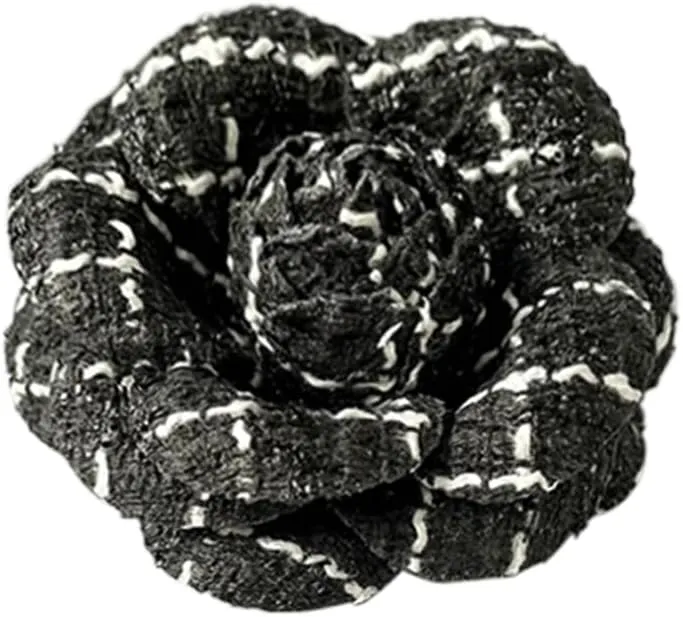 HEKEUOR Classic Camellia Brooch Pin Fabric Handmade Flower Pin for Men Women