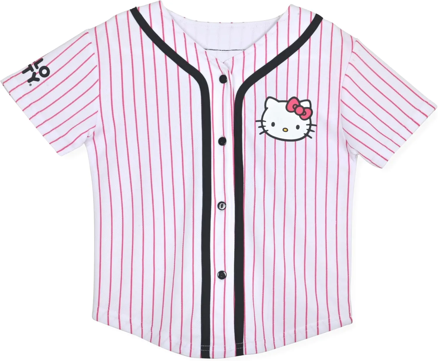 Hello Kitty Girls Baseball Jersey - Fashion Mesh Button Front Girls Shirt