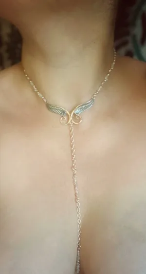 Herkimer diamond Angel wing necklace - Sterling silver