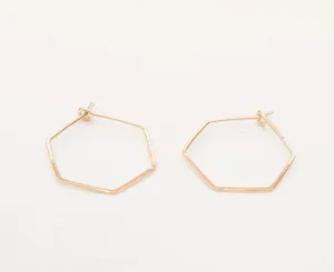 Hexagon Earrings Gold Filled Geometric Classic Minimalist Hoops