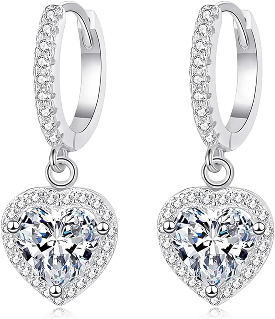 High-Carbon Diamond Hoop Earrings for Women Sterling Silver Cuff Earrings Drop Huggie Stud Halo Earrings with 18K
