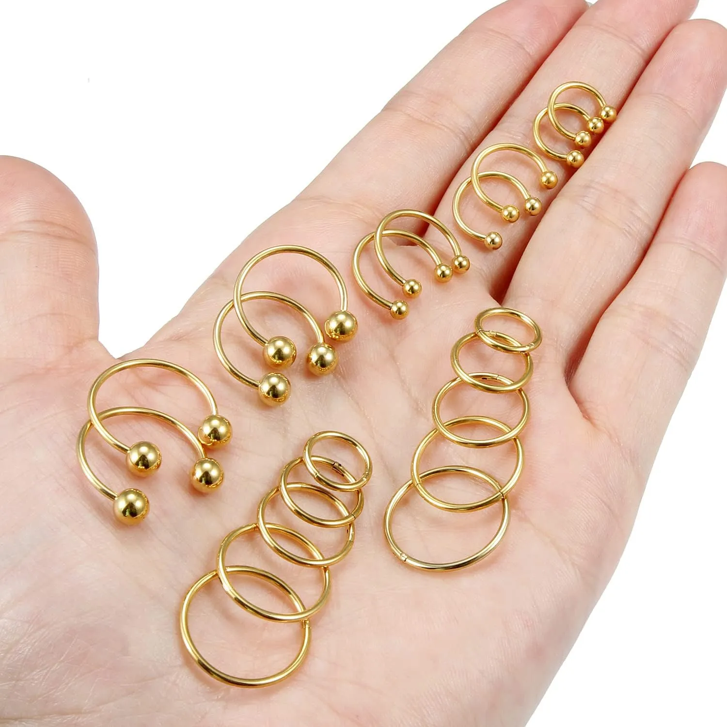 Hoeudjo 16G Stainless Steel Hinged Clicker Segment Septum Rings Horseshoe Earring Nose Lip Ring Hoop Cartilage Tragus Daith Helix Sleeper Earrings Body Piercing Jewelry 8mm-16mm