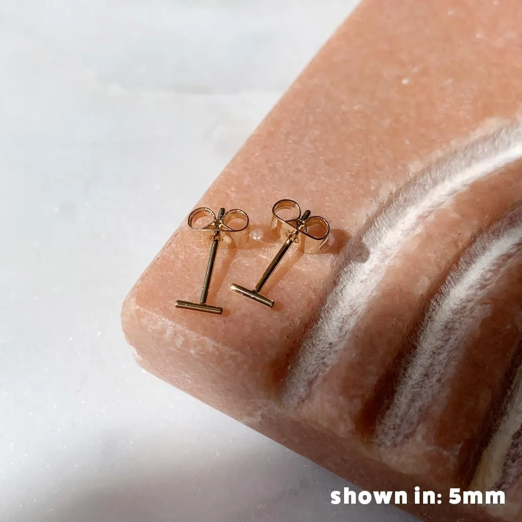 HONEYCAT Skinny Wire Midi Balance Bar Stud Earrings in Gold, Rose Gold, or Silver in 10mm or 5mm | Minimalist, Delicate Everyday Jewelry