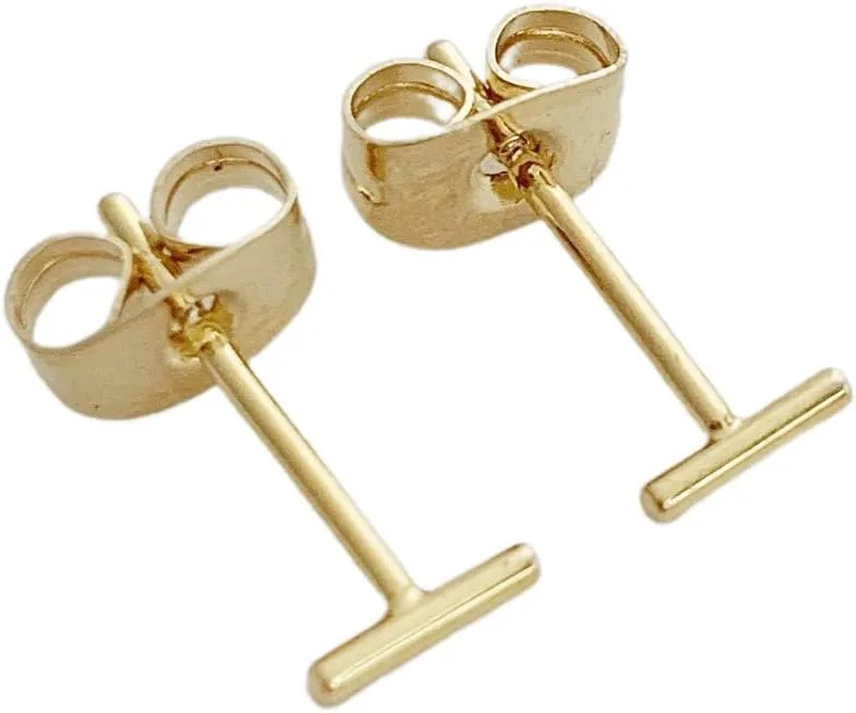 HONEYCAT Skinny Wire Midi Balance Bar Stud Earrings in Gold, Rose Gold, or Silver in 10mm or 5mm | Minimalist, Delicate Everyday Jewelry